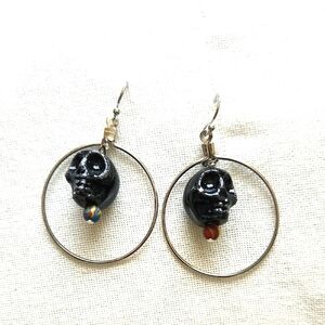 Black Skull Hoop Earrings